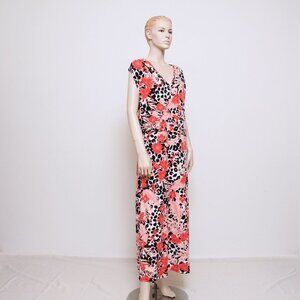 Jessica London Floral V Neck Maxi Dress
